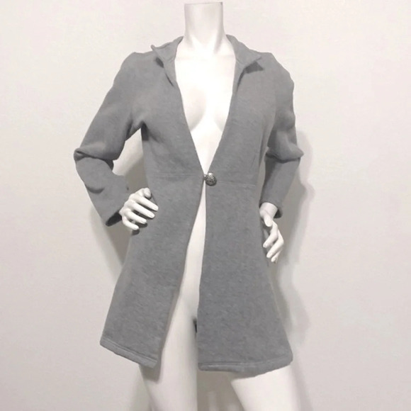 Soft Surroundings Long Duster Cardigan Sweater Gray Button Front Size XS - Picture 1 of 6